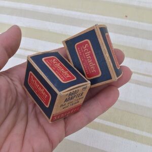 Schrader vintage nos car parts in original boxes man cave garage decor display